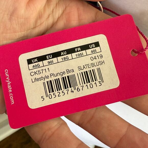 Curvy Kate Lifestyle Plunge Bra Slate Blush 40I NWT Sheer Non-Padded Underwire - Picture 6 of 6